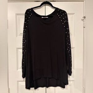 Michael Kors Women’s Black Rhinestone Embellished Top Pullover Plus Sz 3X NWOT